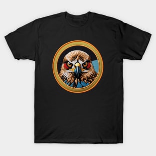 Colorful Hawk Embroidered Patch T-Shirt